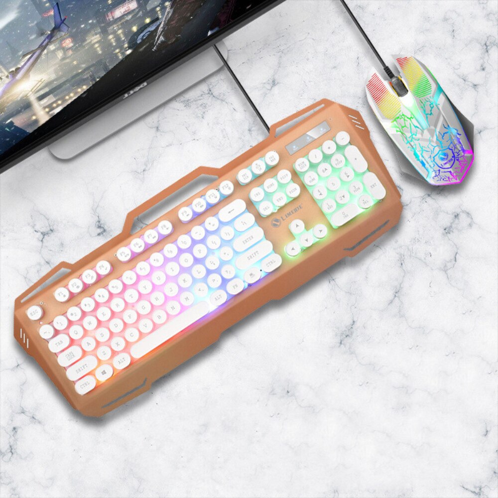 Gaming Keyboard RGB Backlit Silent Gaming Mouse Set Mechanical Keyboards Mouse Gamer Kit for Computer Game PC Laptop