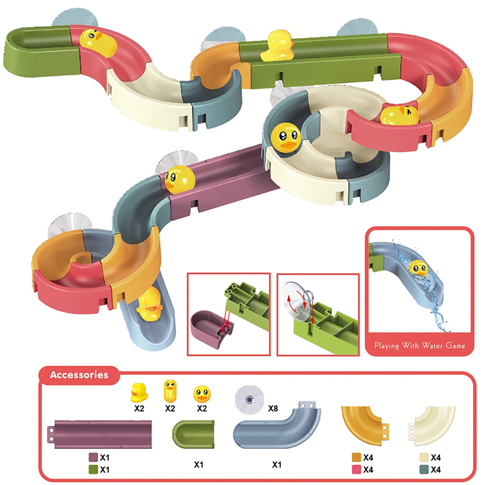 Bath Toys Fun DIY Slide Indoor Waterfalls Track Stick to Wall Bathtub Toy Play Water Games Tool Bathing Shower Games Toy