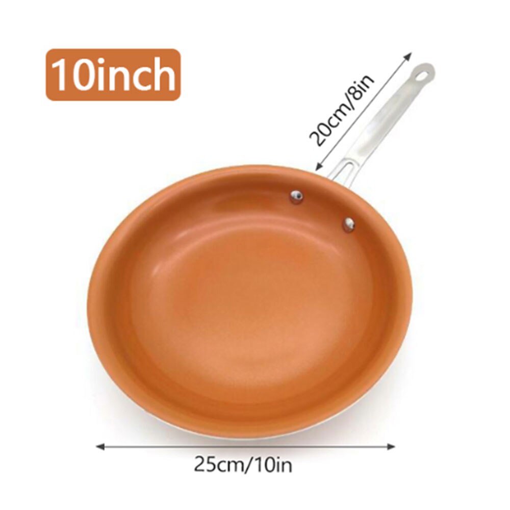 Non-stick Copper Frying Pan with Ceramic Coating Induction Cooking Dishwasher Safe Pan Pizza Pancake Gas Cooker Pans: 10inch 24cm(d)