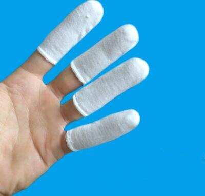 50 stk / pakke engangsbomuldsfingerbørse skridsikker åndbar beskyttelse fingerbeskyttere forlængelseshandsker konstruktionsværktøj: Hvid