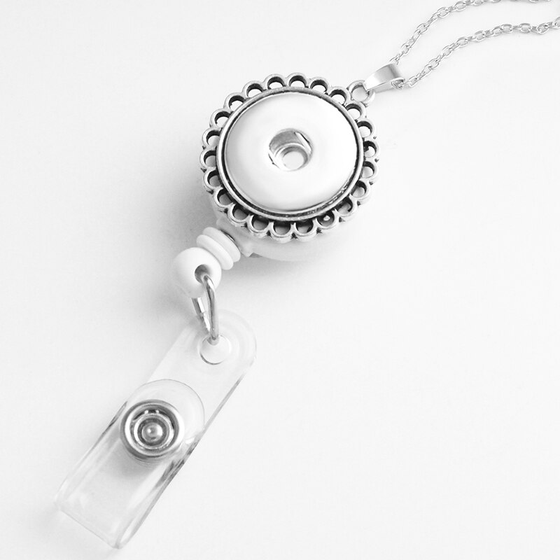 Badge Reel ID holder, retractable badge holder 18mm snap button wing flower jewelry Fishing line NA579