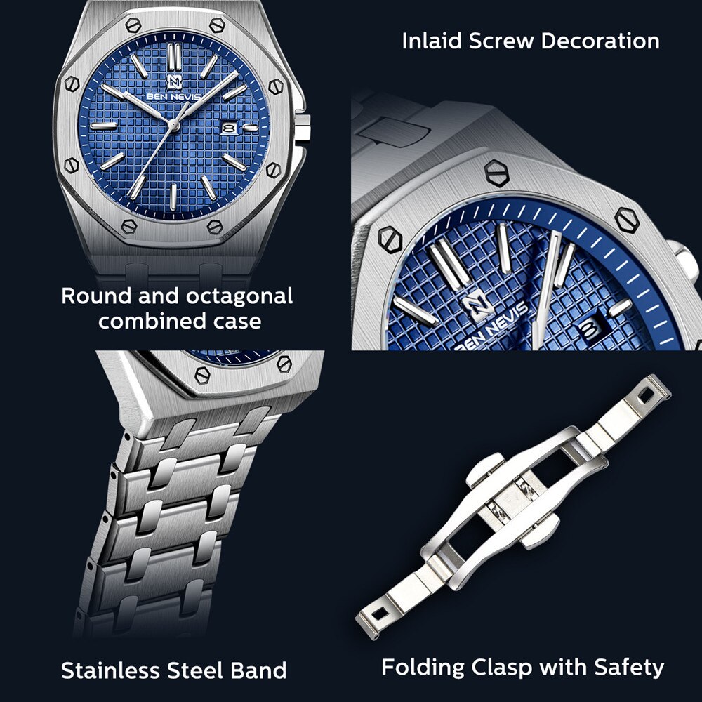 Luxe Top Brand Mannen Quartz Horloges Waterdicht Heren Chronograaf Horloges Relogio Masculino Mannelijke Volledige Roestvrij Staal Horloges