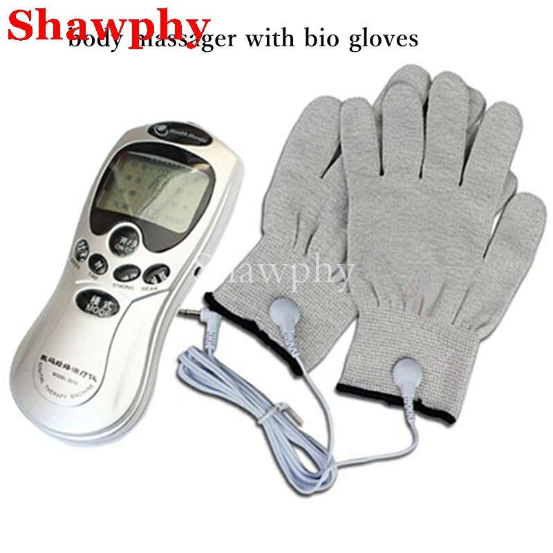 Dirigent Electro Shock Massager Voor Full Body Zilver Fiber Therapie 1 Paar Elektroden + 1 Paar Bio Handschoen Magic voor Body