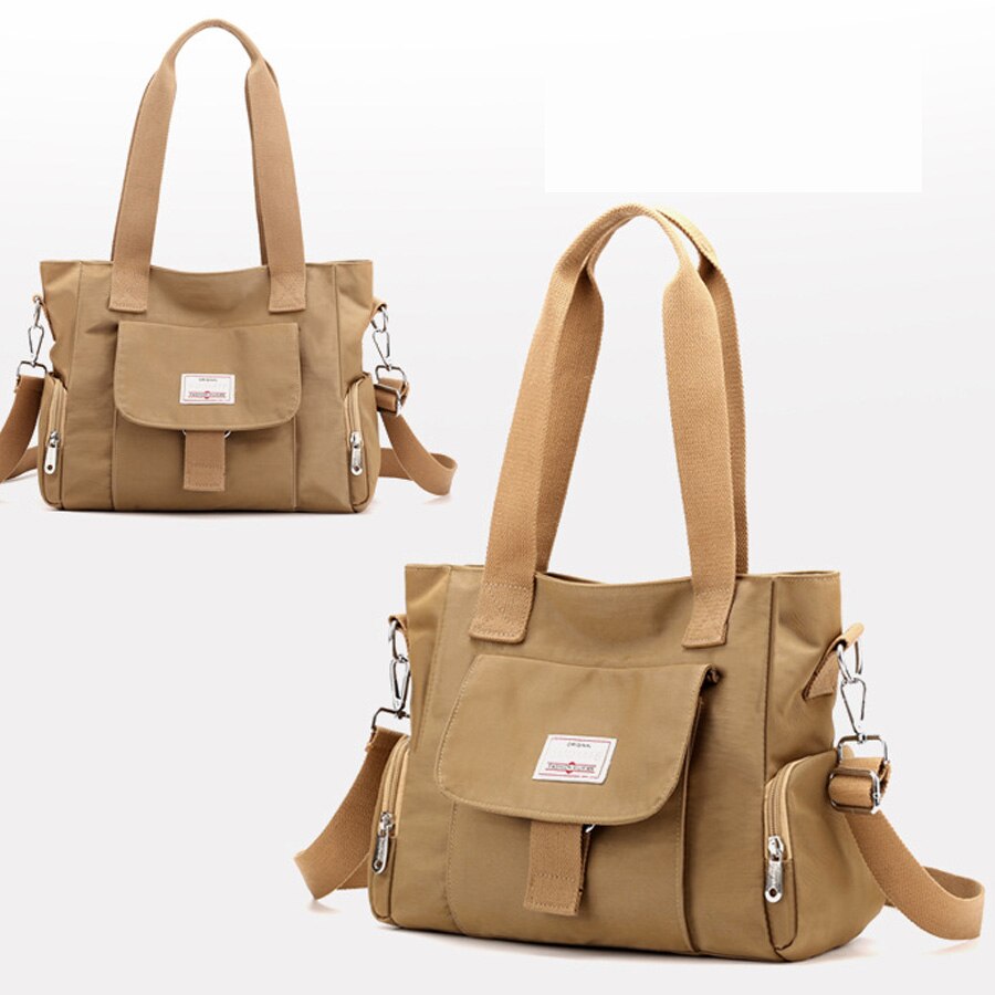 Multi-Gelaagde Lichtgewicht Single-Schouder Messenger Bag Oxford Doek Grote Capaciteit Vrouwen HandbagB618: khaki