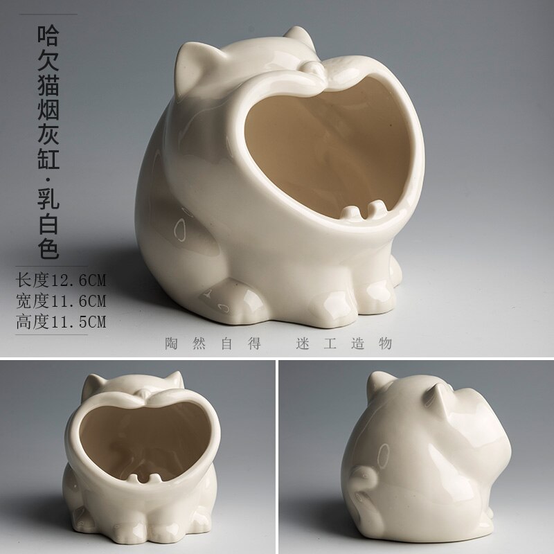 Nordic Art Retro Ceramic Small Animal Ashtray Anti-fly Ash Simple Living Room Office Ashtray Multi-functional Storage Ornaments: B