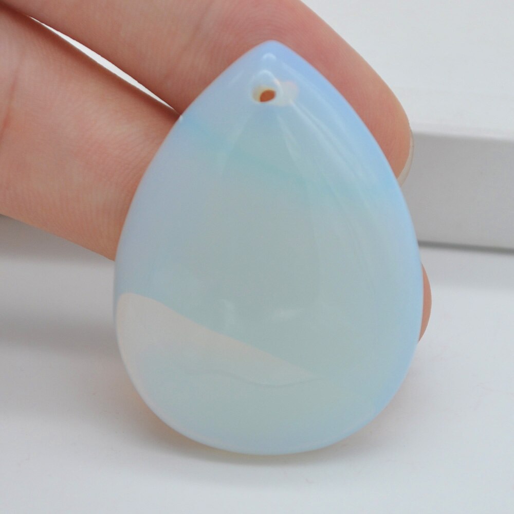 Natural 40x30MM Mixed Stone Bead Teardrop CAB Cabochon Hole Jewelry For GEM Pendant 1PCS H149-H166: Opal