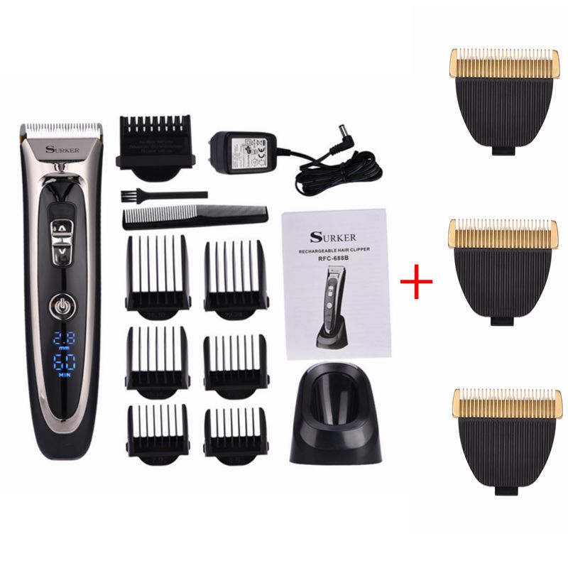 Cortadora de pelo Ckeyin, recortadora de pelo para hombres, recortadora de barba, cortadora eléctrica, herramienta Máquina para cortar cabello corte de pelo para barbero: Trimmer and 3 Blade