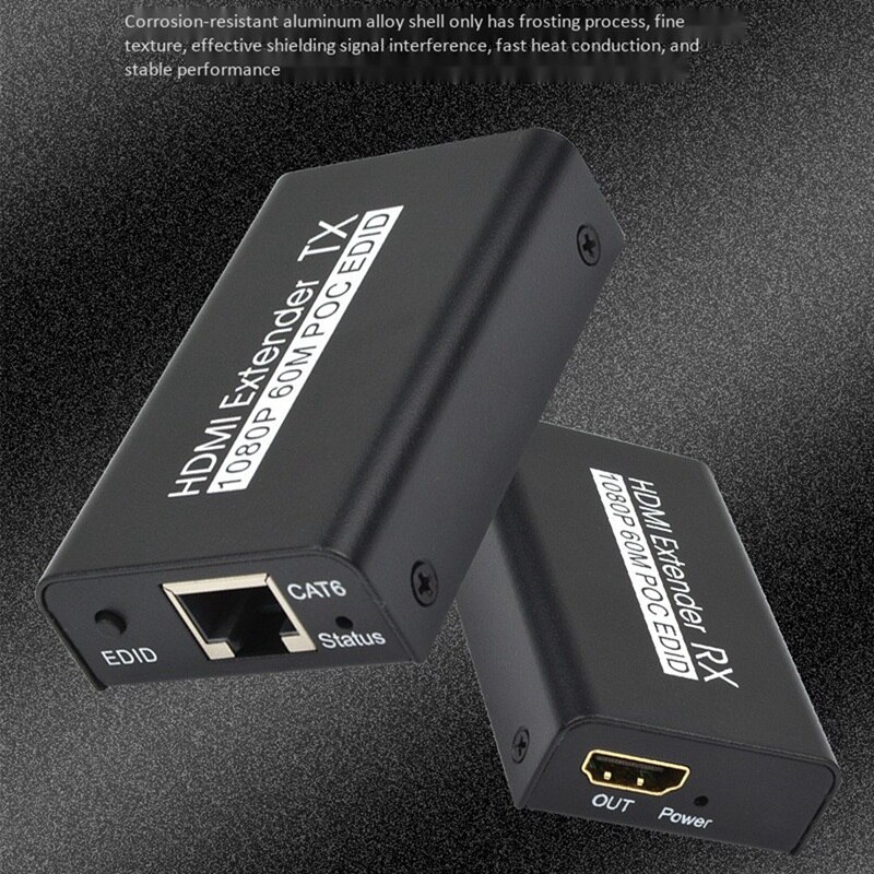 HDMI Extender 60M 1080P High-Definition Network Transmitter HDMI Single Network Cable Extender (EU Plug)