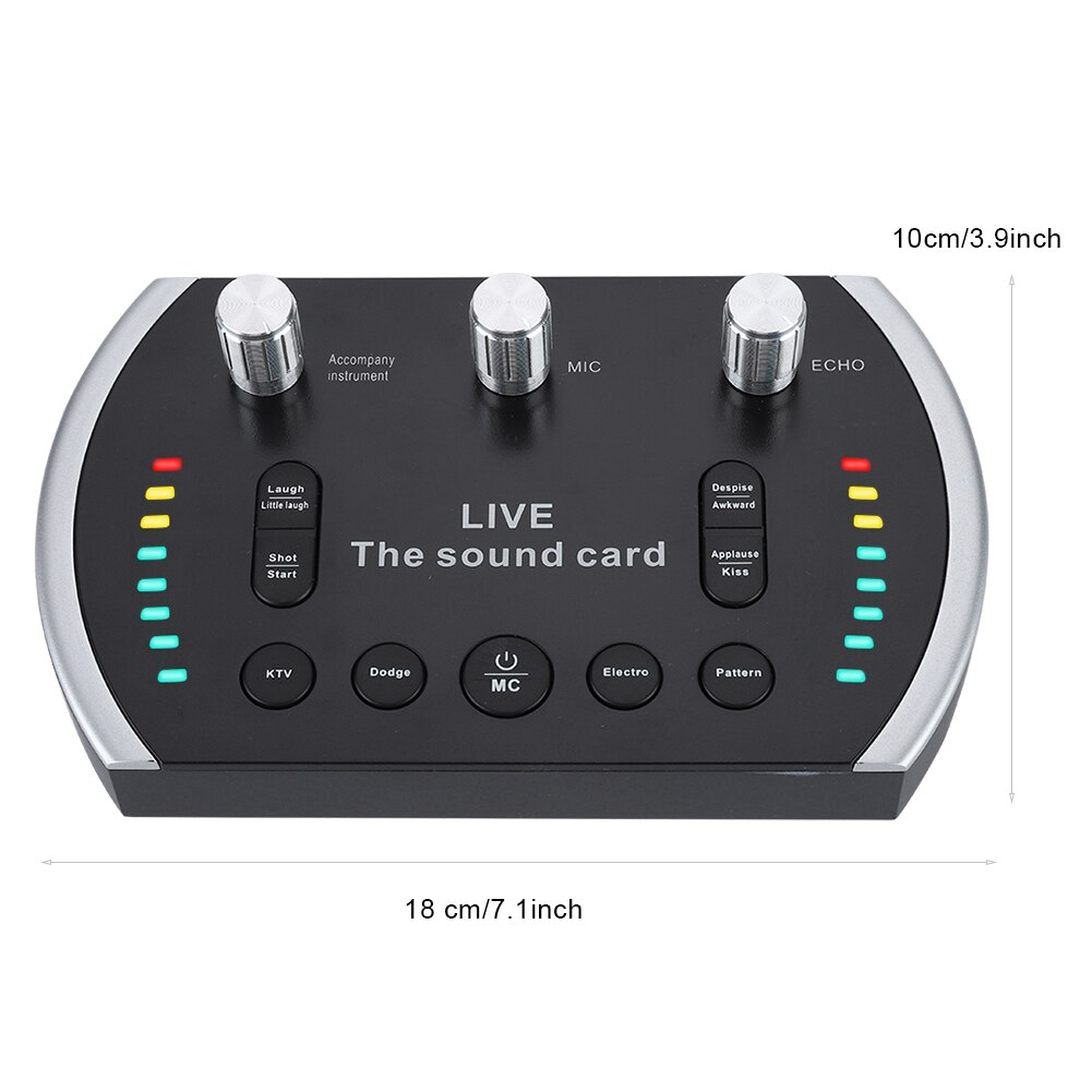 Intelligent Voice Control Colorful Light Voice Changer Live Sound Card Microphone