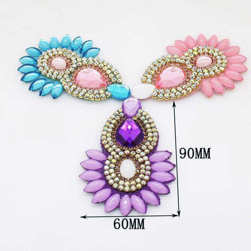 2Pcs60*90Mm Prachtige Steentjes Decal Decoratie, Kleding Naaien Decoratie, Ambacht Decoratie, Partij Decoratie