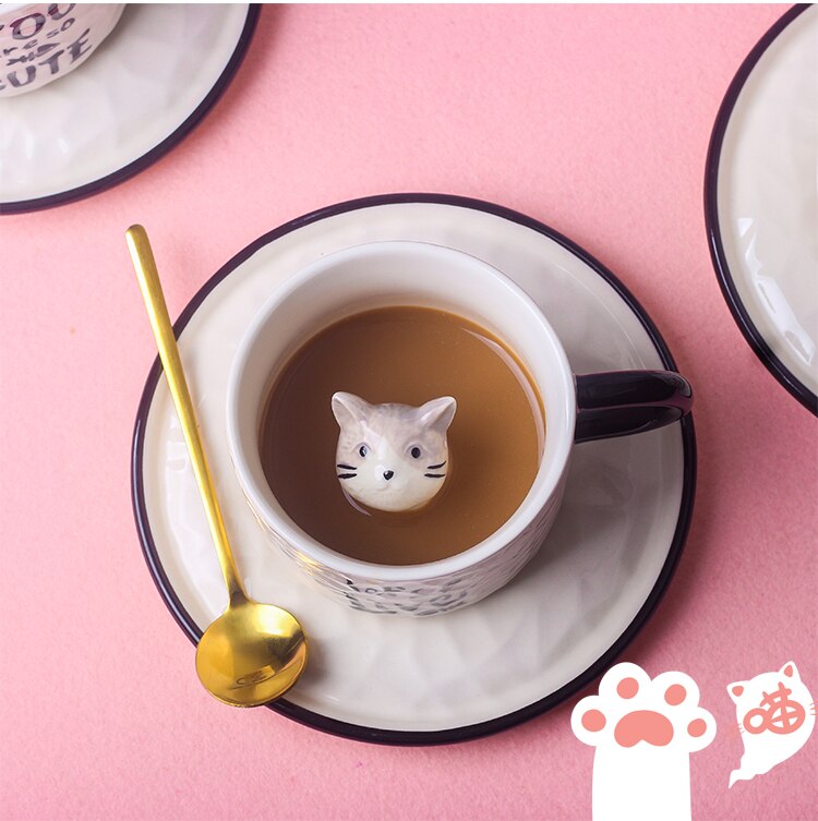 Ceramic Tea Cup Set Cute Cartoon Japanese Style Dessert Cup And Saucer Set Coffe Koffie Kopjes Tableware Teaware ED50BD