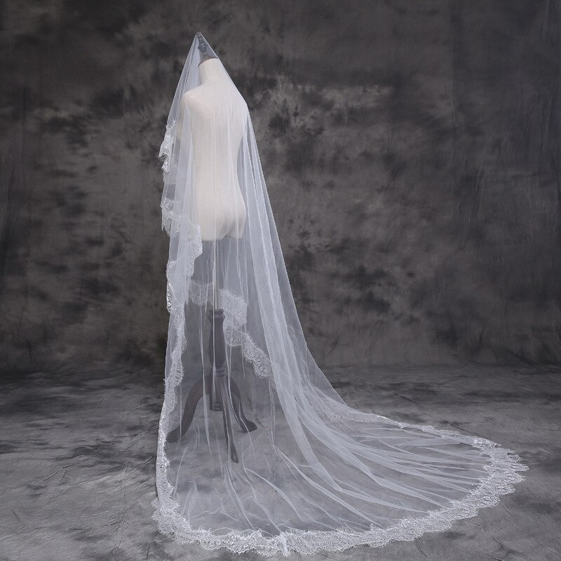 Dentelle Appliques voile De mariage ivoire noir rouge bordeaux 1.5/2/3 mètres voiles De mariée une couche voile accessoires De mariage Velos De Nov