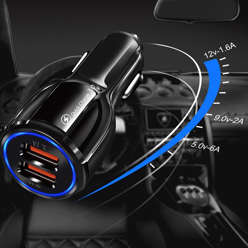 Quick Charge 3.0 Dual USB Car Charger for iPhone 11 xr Samsung Xiaomi mi9 USB Car-Charger Universal QC 3.0 fast Charger Adapter