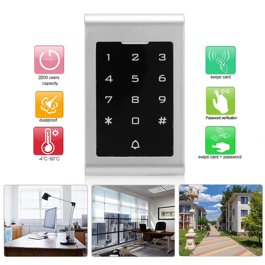 RFID Door Opener 125KHZ RFID Door Opener 2000 Users Wiegand26 Card Password Security Entry System