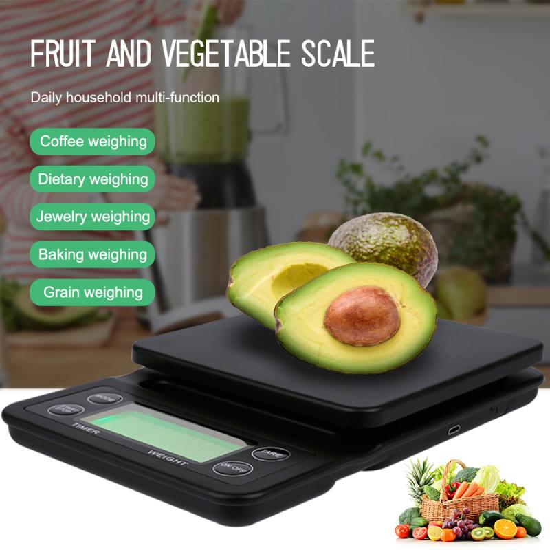Household Drip Coffee Scale With Timer 0.1g High Precision Electronic Scales Digital Kitchen Food Nuts Scale LCD Weight Balance
