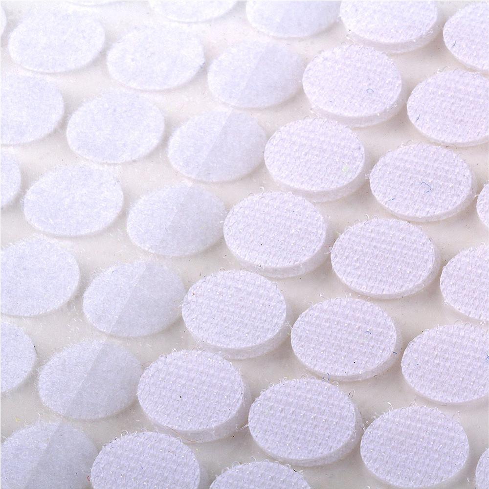 100 par kardborreband självhäftande självhäftande fästtejp krokar och öglor magiska tejp prickar klistermärke kardborreband nylon hem klitterband lim: Vit 25mm