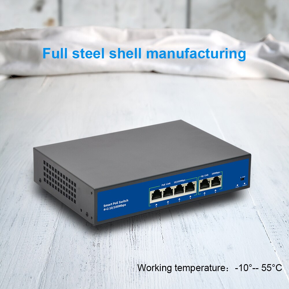 4 Port PoE switch for ip camera with 2 port 100M uplink 1 port SFP PoE Ethernet Switch PoE 52V switch