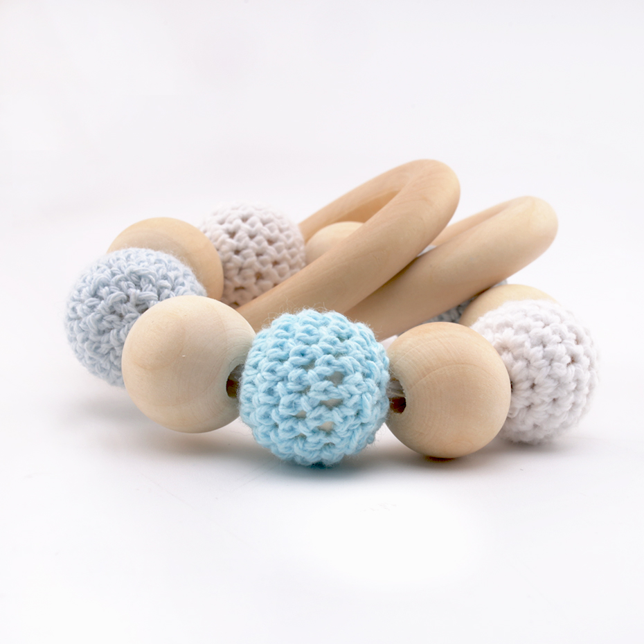 1pc Baby Rassel Holz Runde Perlen Häkeln Perlen Baby Armbänder Holz Zahnen Spielzeug DIY Handwerk Zubehör Kauen Spielzeug