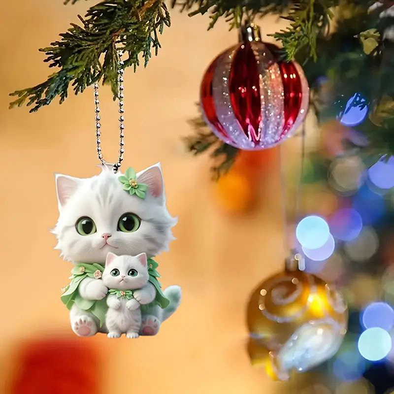 Décoration de rétroviseur de voiture, pendentif de voiture, équation de chat, décor d'intérieur de voiture, artisanat fait à la main, ornement de sac à dos, JO, acrylique