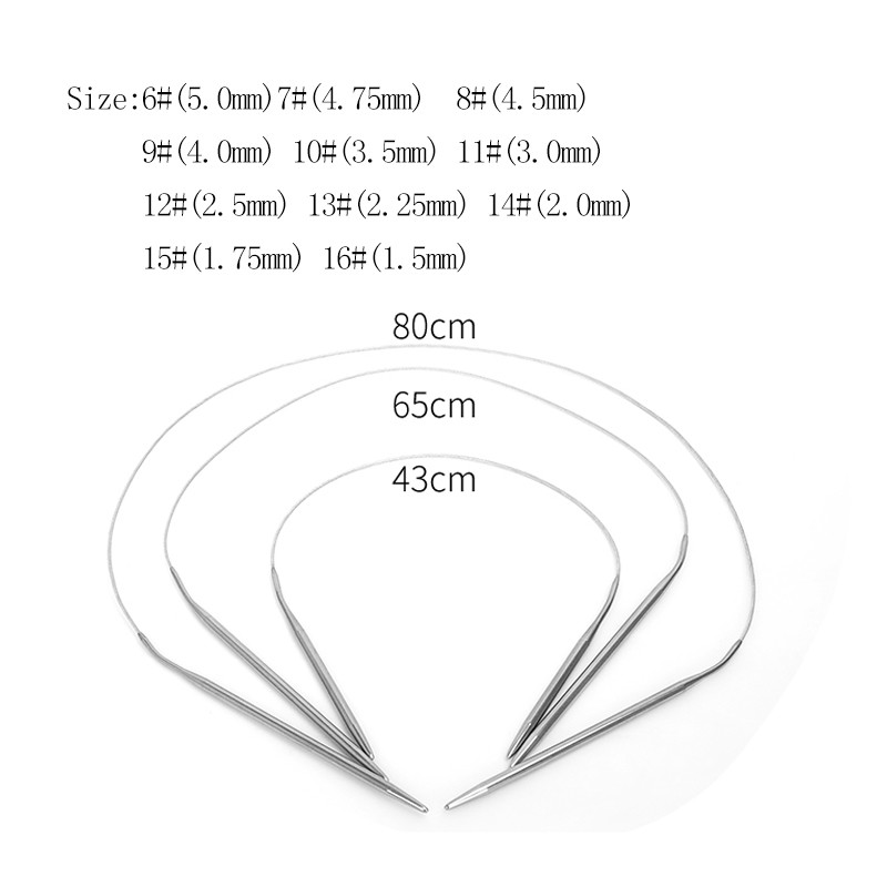 Looen 11pcs Stainless Steel Circular Knitting Needles Crochet Hook Weave Set DIY Yarn Weave Craft Tools With Bag 43cm 65cm 80cm