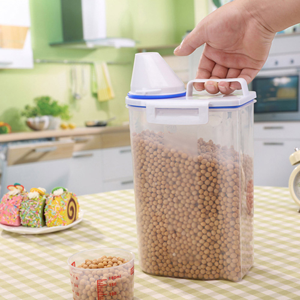2L Plastic Cereal Dispenser Storage Box Kitchen Food Grain Rice Container Nice Kitchen rice storage box flour grain storage#sw: Default Title