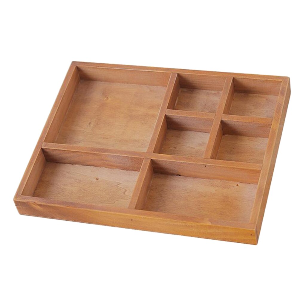 Desktop Storage Organizer 7 Compartment Living Room Office Supplies Wooden