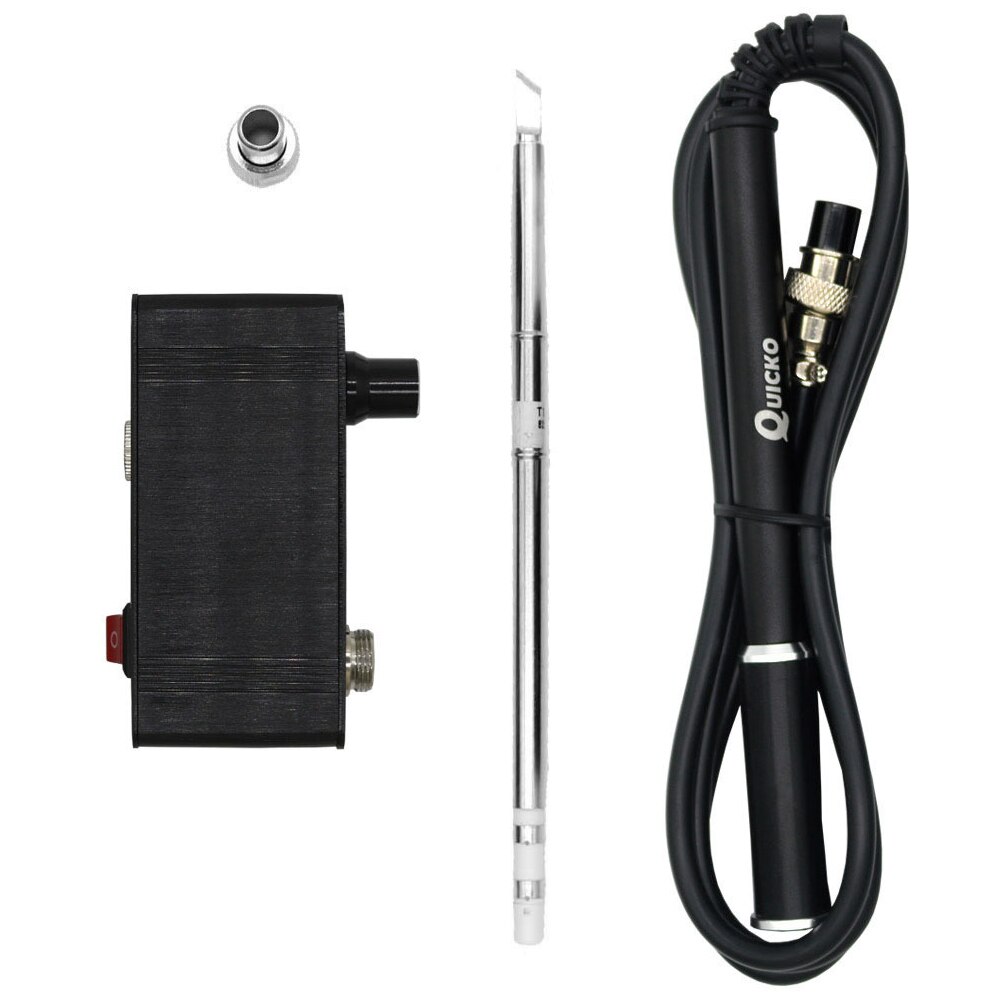 QUICKO Mini T12-942 Station de soudage Kit OLED bricolage soudure outils électriques soudage fer conseils régulateur de température avec poignée: Black Mental  Handle