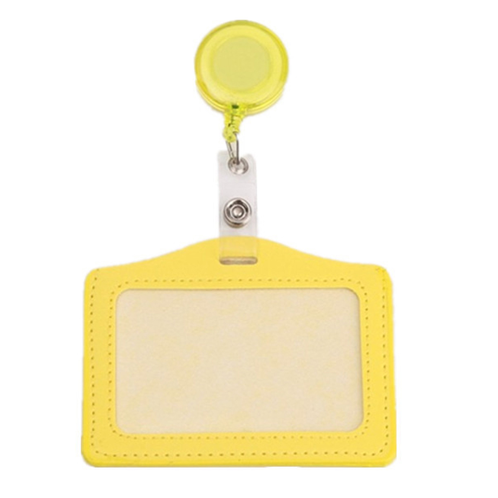 Arbetskortshållare klämma pu-läder korthållare klämma infällbara namnskyltsrullar sjuksköterska läkare id-korthållare namnkortshållare: Blå