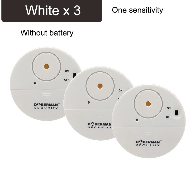 1-5pcs Door Window Security Alarm Ulrta-Slim Warning Wireless Alarm Vibration Sensor for Home Security Protection Alarms System: A White 3Pcs