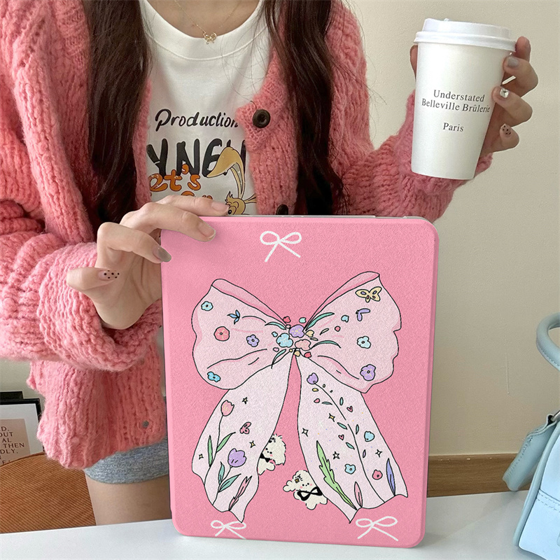 Cute Flower Bowknot Case For Apple iPad Air Pro 11 inch Air 5/4 10.9 iPad 10 Gen 10.2 Air 3 10.5 inch Cover with Pen Holder
