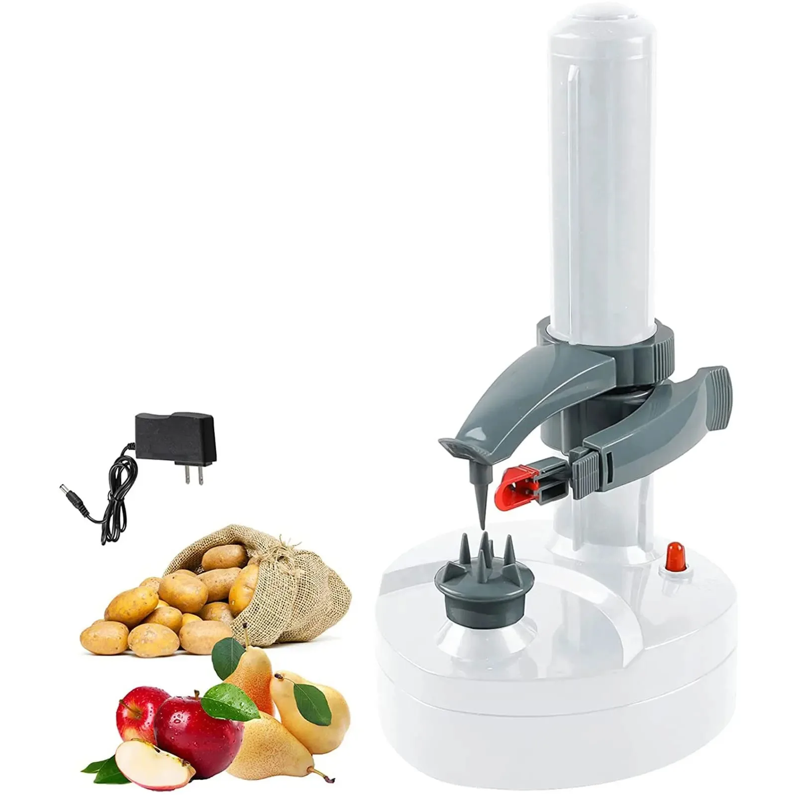 Elektrische Aardappelschilers Automatische Roterende Appelschiller Aardappelschilmachine Automatische Fruitgroenten Keukenschilgereedschap: WHITE / Kr