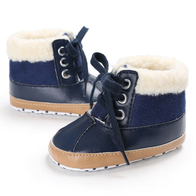Infant Toddler Shoes Baby Boy Ankle Snow Boots Crib Shoes Anti-slip Sneakers 0-18M: Blue / 11