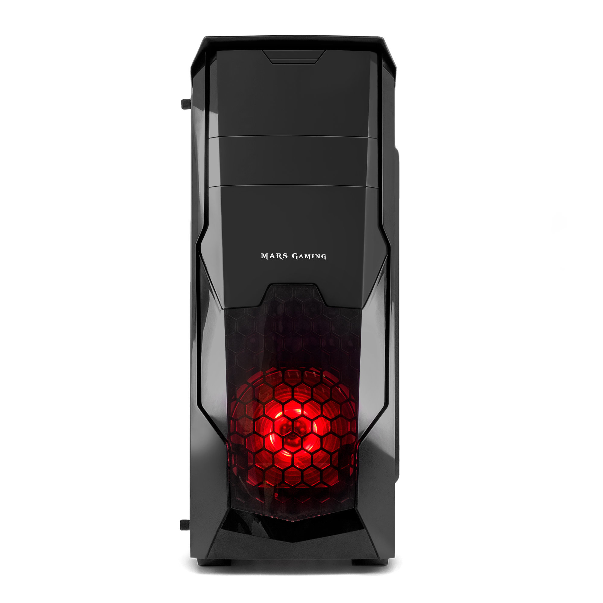Mars Gaming MC5, caja de PC Micro ATX ventana lateral, ventilador LED rojo