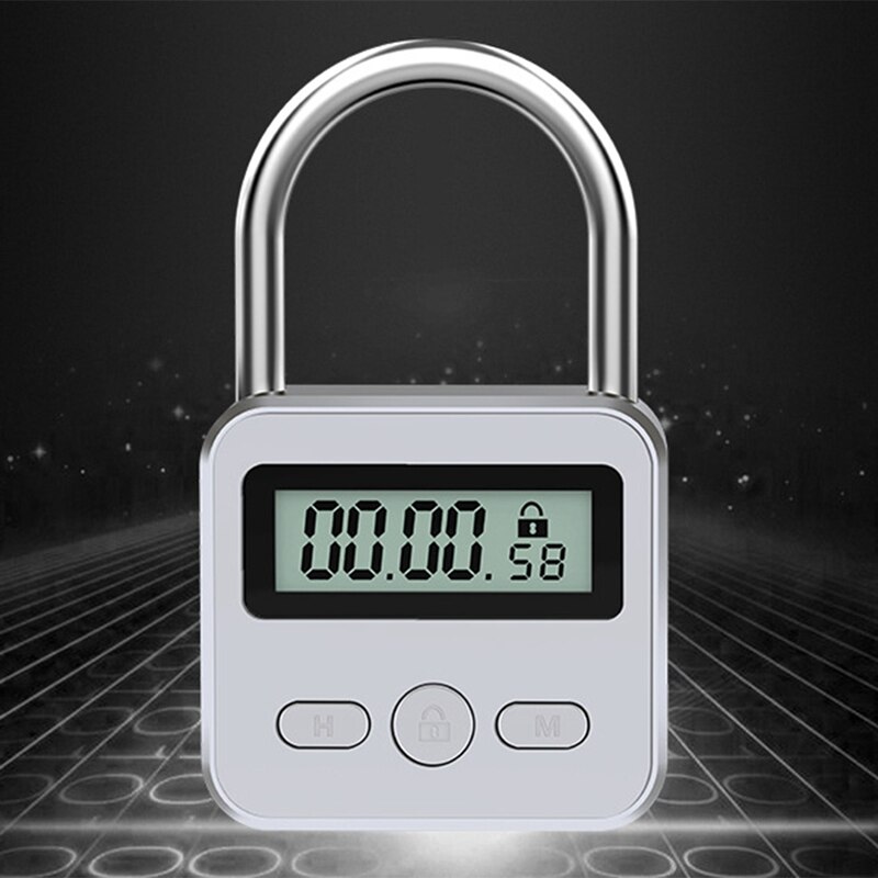 Metal Timer Lock LCD Display Multi-Function Electronic Time 99 Hours Max Timing USB Rechargeable Timer Padlock