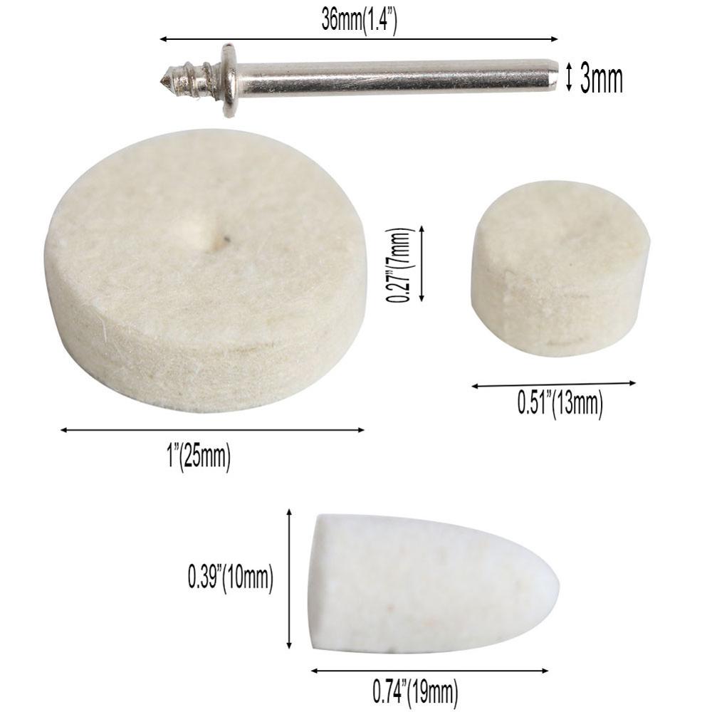 thumbnail image 2 of 20pc Wool Felt Polishing Pads – 1" Rotary Tool Buffing Heads, Dremel Compatible 2 of 6