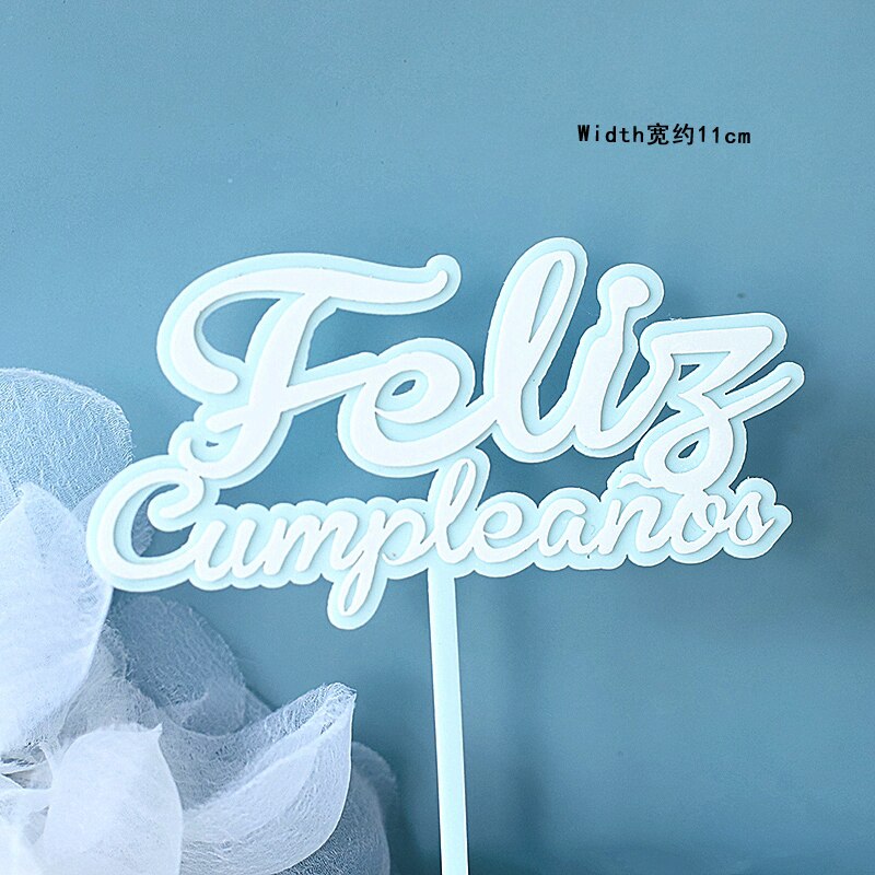 Feliz cumpleaños. español akryl slik farve tillykke med fødselsdagen kage topper på spansk til festdekoration bageartikler