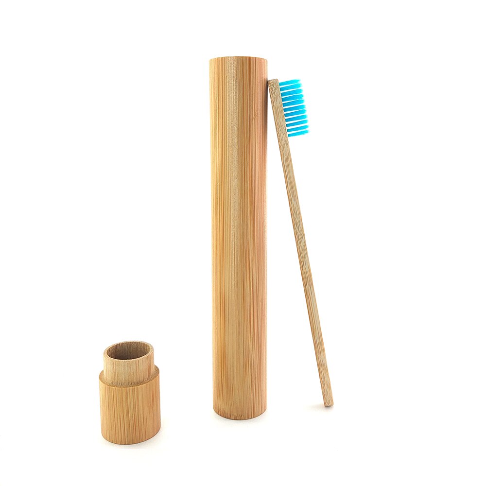 1PC bamboo toothbrush +wooden bamboo tube environmental protection tooth brush tooth cleaning adult oral care travel set: 492-O-1
