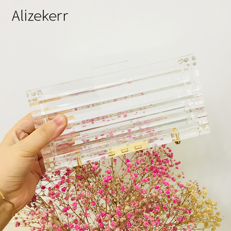 Transparant Acryl Box Avondtassen Vrouwen Luxe Vintage Clear Clutch Portemonnees Dames Bridal Kleine Flap Bruiloft Diner Party