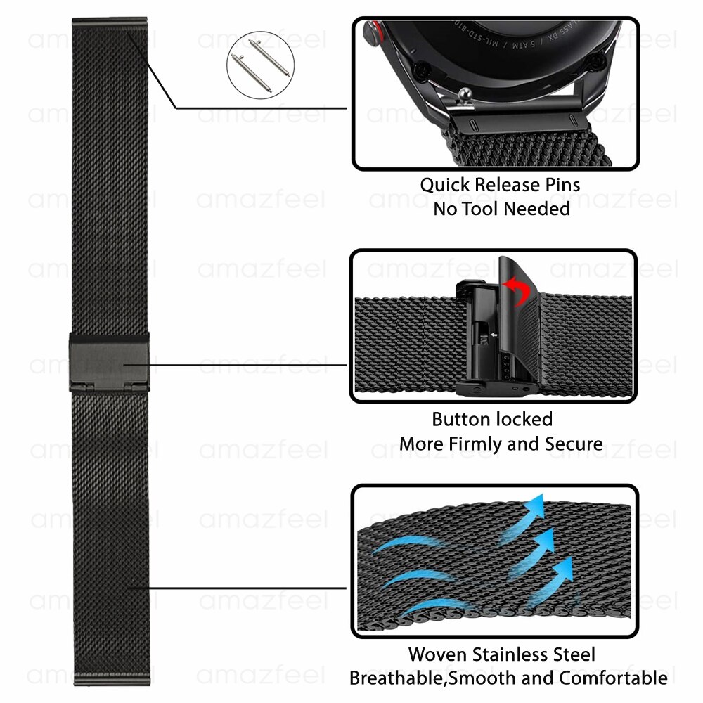 Watchband For Huawei GT 2 Watch Strap Metal Stainless Steel For Huawei Watch gt Active 46mm 42mm Band Honor Magic Wrist strap