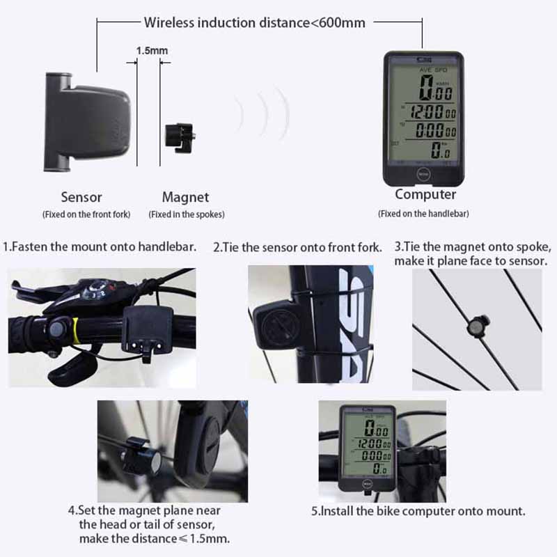 Sunding Wireless Cycling Computer Touch Screen Speedometer Bike Accessories Waterproof Bicycle Odometer Thermometer Stopwatch