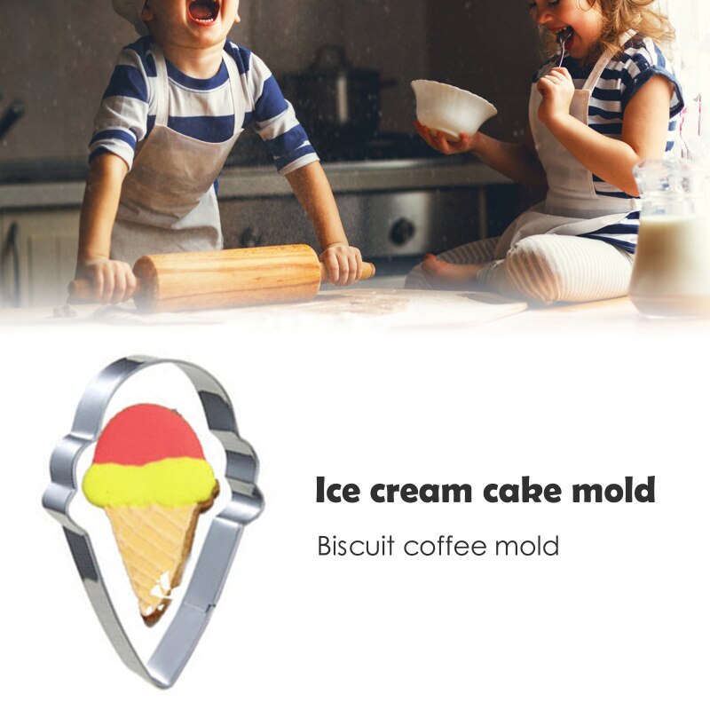 Ice Cream Shaped Cake Stencil Kitchen Cupcake Decoration Template Mold Biscuit Cookie Cutter Baking Fondant Tools Bread Cutter