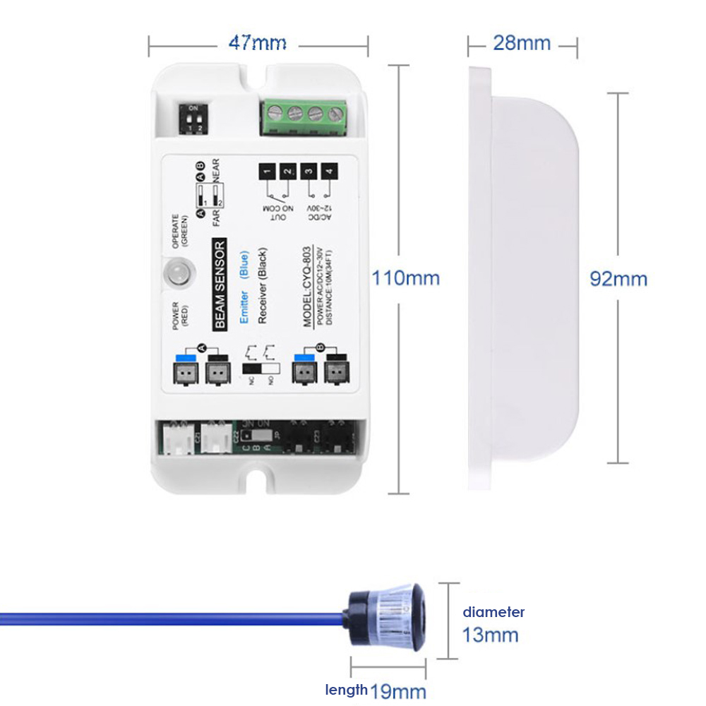 Photoelectric Beam Sensor 10m 90-degree infrared electronic Safety Light automatic door safety beam for Auto Door Control System