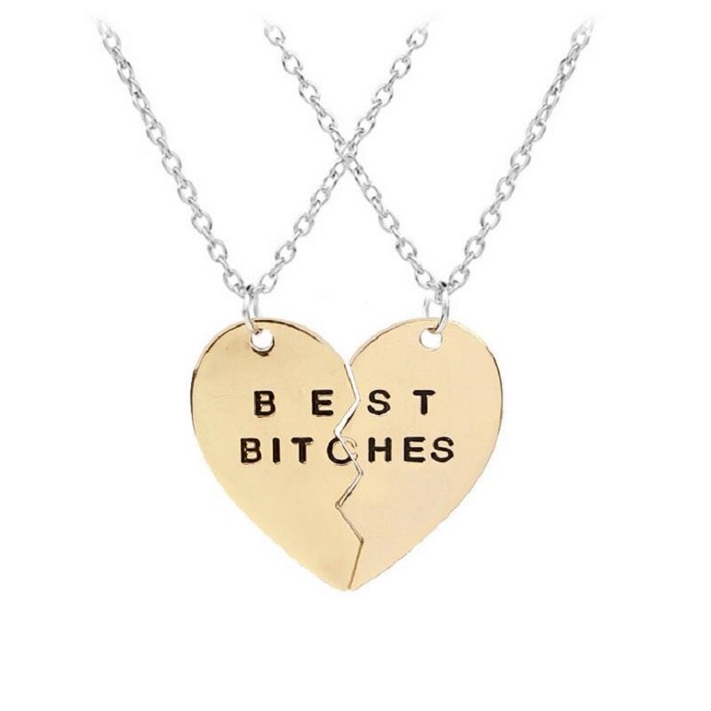 Trendy 3 stks/set Beste Bitches Hanger Gebroken Hart stikken Ketting Voor Beste Vrienden en goede vriendinnen Sets van kettingen: Golden 2BB