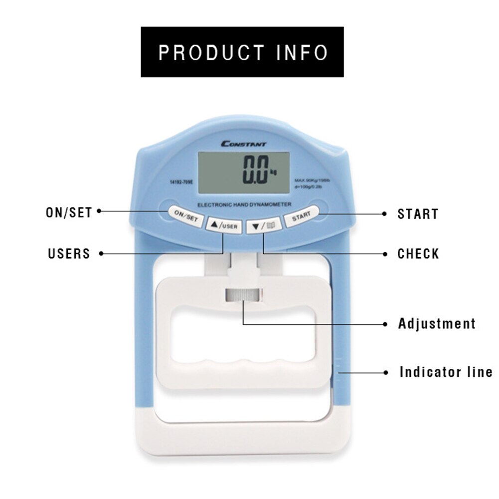 200 Lbs/90 Kgs Digital Hand Dynamometer Grip Strength Measurement Meter Auto Capturing Hand Grip Power Dynamometer Equipment