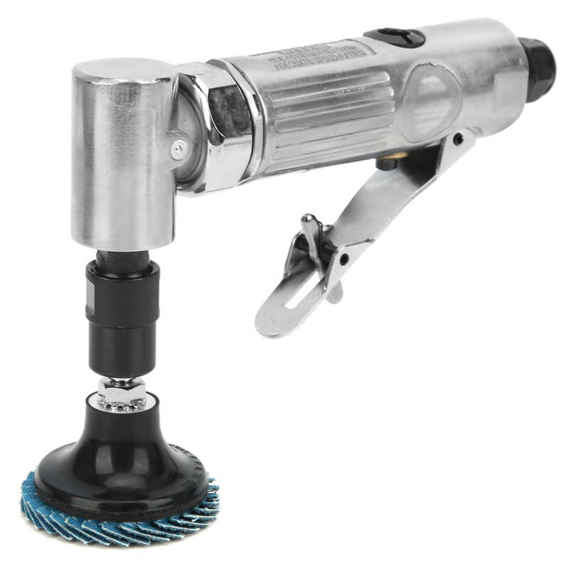 1/4in Air Die Grinder Pneumatic Polisher 90 degree Bend Angle Grinder Angle Pneumatic Grinding Polishing Tool with Emery Disk