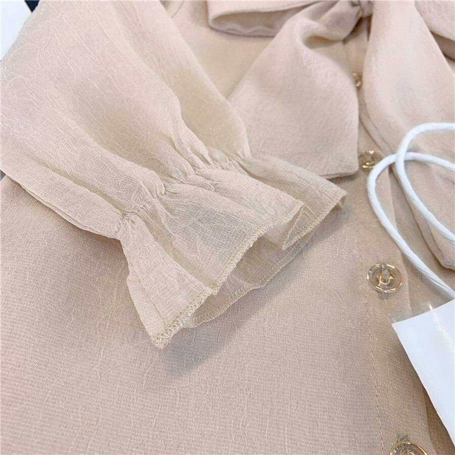 Blusas de gasa para niños y niñas, camisas de de otoño de manga larga, Top de gasa sólida, camisa para niños de 100-170cm