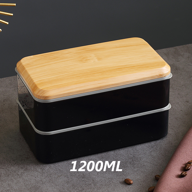 Bento Lunchbox Voedsel Opslag Containers Lunchbox Voor Kid Japanse Snack Lunchbox Magnetron Servies Keuken Maaltijd Prep Picknick: BLACK   1200ML