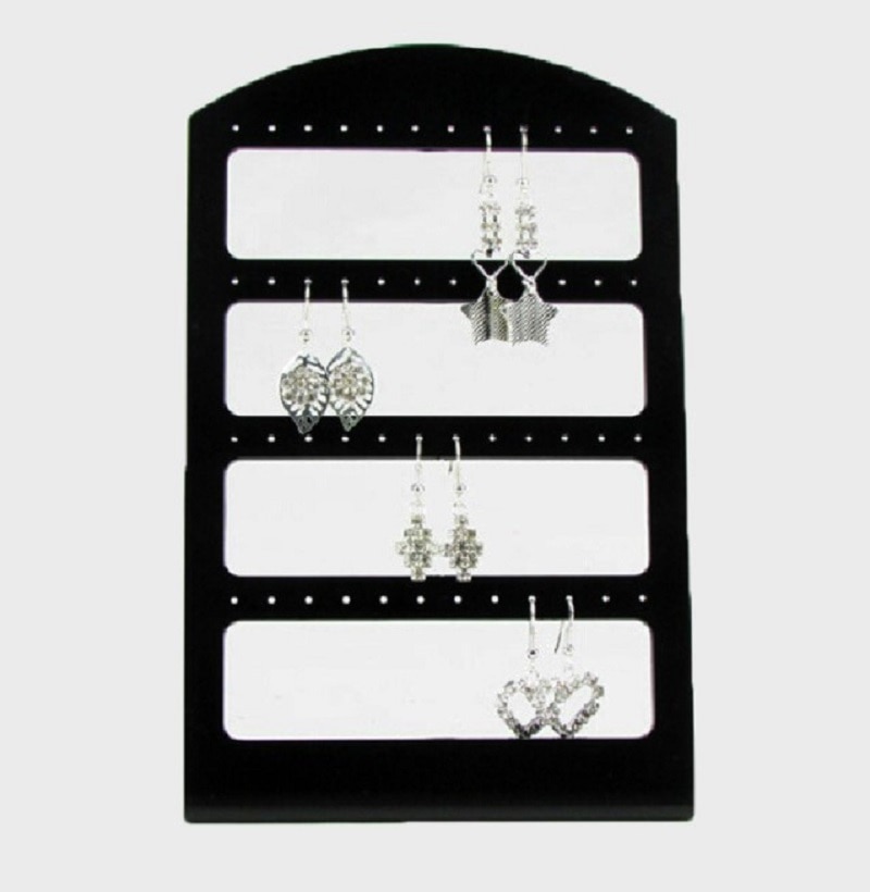 Simple 48 Holes Jewelry Organizer Stand Black Plastic Earring Holder Pesentoir Earrings Display Rack Etagere For