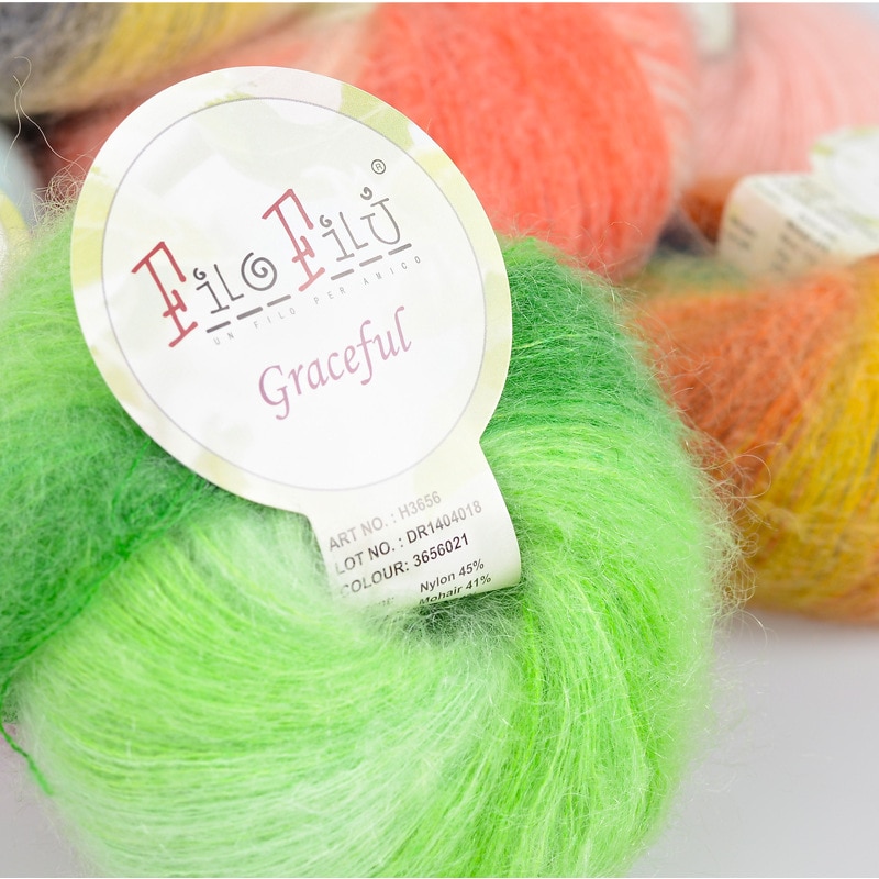 25g/ mye kamgarn myk regnbue farge mohair garn nøster hånd strikke maling farget hekle garn