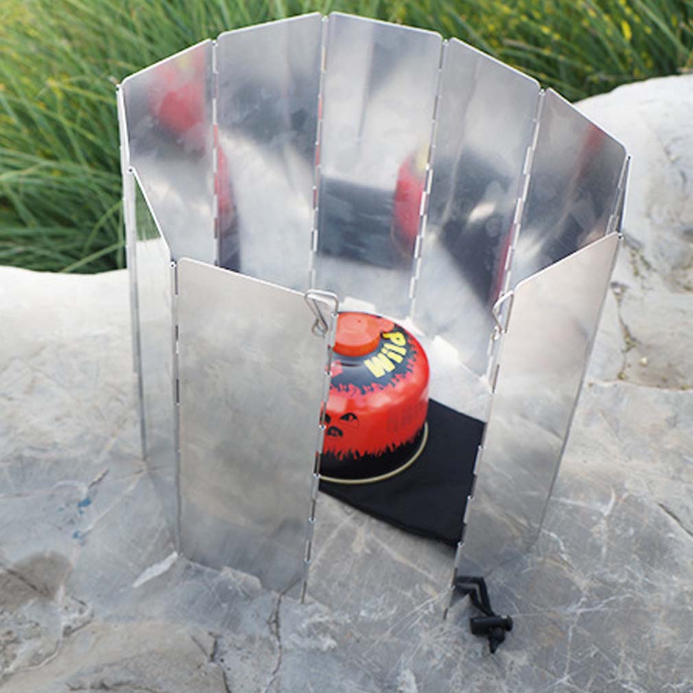 9 Plate Foldable Gas Stove Wind Shield Outdoor Windproof Screen Aluminium Alloy Picnic Stove Windshield Camping Cooking Burner